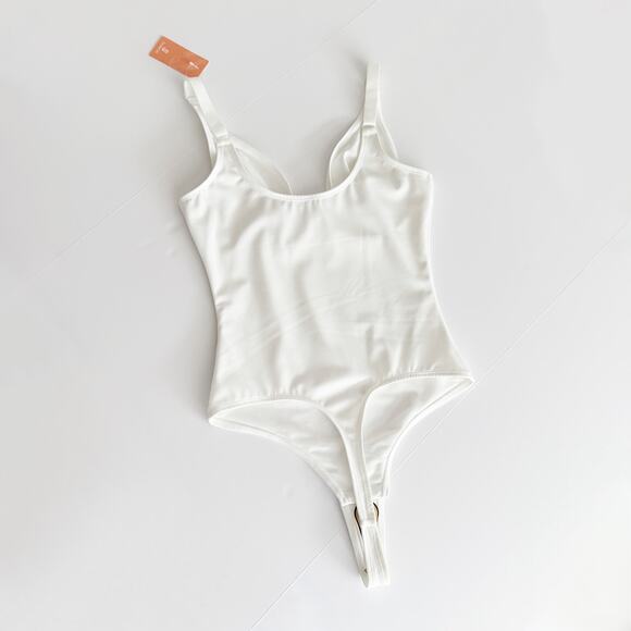 [Feelingirl] White Adjustable Strap Tummy Control Slimming Bodysuit NWT Sz Small - Picture 3 of 11